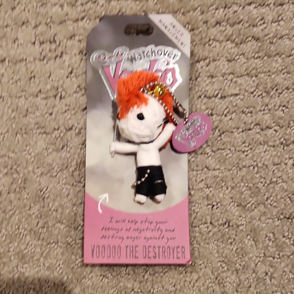 NEW Voodoo Doll Keychain with Orange Hair